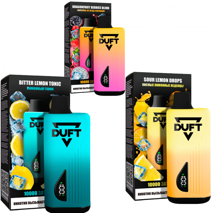 (М) Одноразовая электронная сигарета Duft 10000 - Kiwi Lime Aloe Fresh