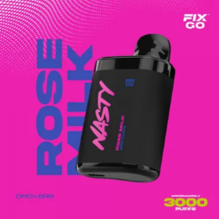 Одноразовая электронная сигарета Nasty Fix & Go (3000) - Rose Milk (Розовый милкшейк)